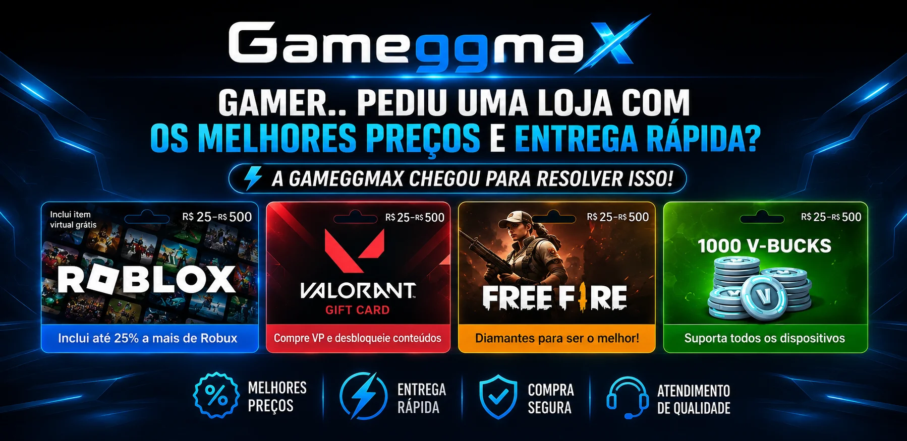 Gameggmax - Gamer, pediu uma loja com os melhores preços e entrega rápida? A Gameggmax chegou para resolver isso!